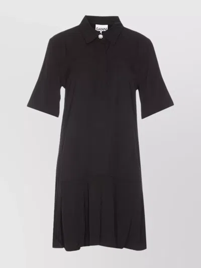 Ganni Mini Dress With Button Detail And Jewelled Collar In Black