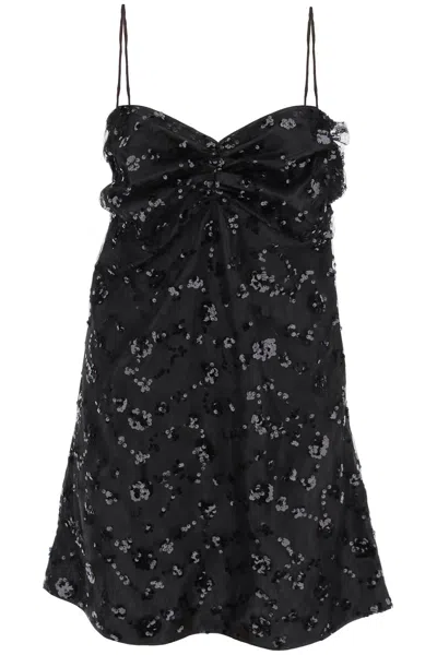 Ganni Mini Dress With Sequins In Black