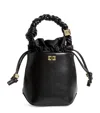Ganni Bou Bucket Mini Crinkle Oleatex Handbags Black In Black
