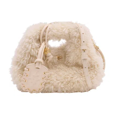Ganni Mini Fur Purse In White