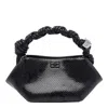 Ganni Small Twisted-handle Shoulder Bag In Blue