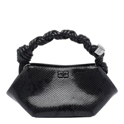 Ganni Mini  Bou Snake Handbag In Black