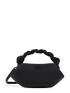 Ganni Mini Grained Bou Bag With Twisted Handle In Black