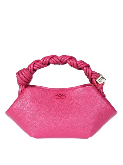 Ganni Mini Grained Bou Crossbody Bag In Pink
