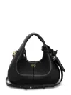 Ganni Black Handbag With Removable Shoulder Strap And Pendant With Logo In Faux-leather Woman In Black