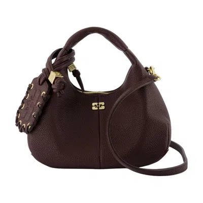 Ganni Mini Grained Purse In Burgundy