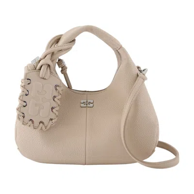 Ganni Mini Grained Purse In Neutral
