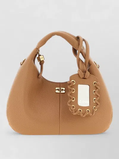 Ganni Mini Hobo Bucket Bag Adjustable Strap In Brown