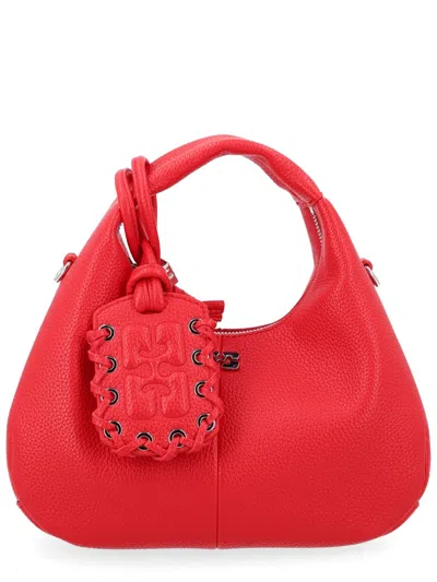 Ganni Mini Hobo Handbag In Red