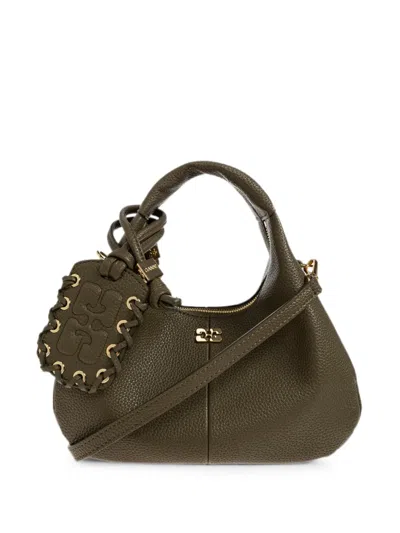 Ganni Mini Hobo Tote Bag In Green