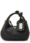 Ganni Mini Leather Hobo Bag In Black