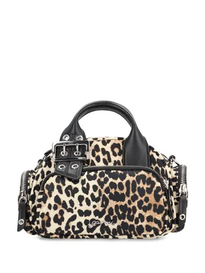 Ganni Mini Leopard-print Buckle-detail Handbag