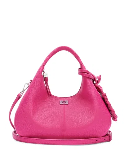 Ganni Mini Logo-plaque Tote Bag In Pink