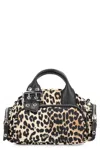 Ganni Mini Leopard-print Buckle-detail Handbag