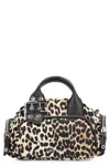 Ganni Mini Leopard-print Buckle-detail Handbag
