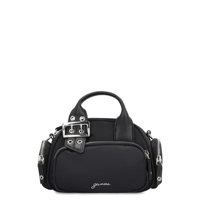 Ganni Mini Polochon Handbag In Black