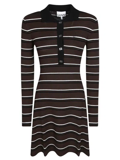 Ganni Mini Ribbed Merino Gown In Multi