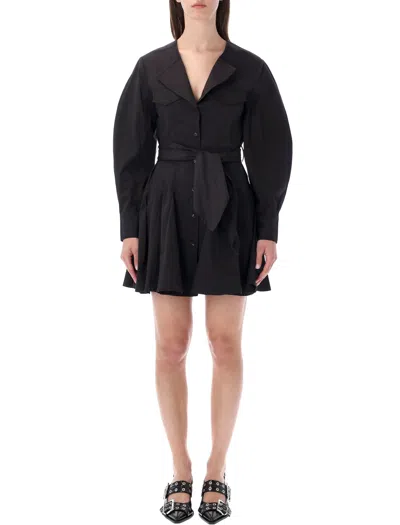 Ganni Mini Short Chemise Dress In Black