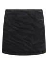 Ganni Tiger-print Denim Mini Wrap Skirt In Black