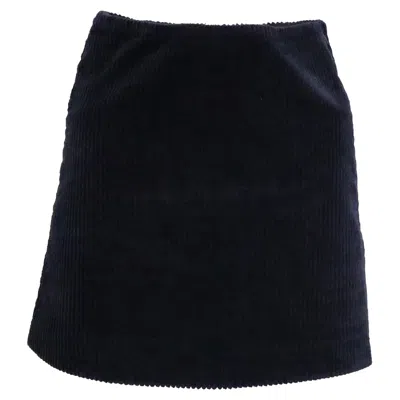 Ganni Mini Skirt In Navy Blue Corduroy