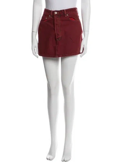 Pre-owned Ganni Mini Skirt In Red