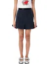 Ganni Navy Heavy Fleece Miniskirt In Sky Capitain Blue