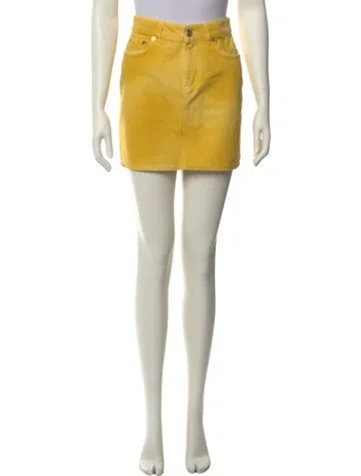 Pre-owned Ganni Mini Skirt In Yellow