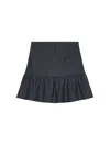 Ganni Striped Ruffled Miniskirt In Grey