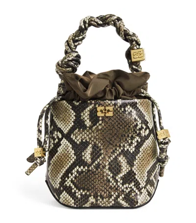 Ganni Mini Snakeskin Bou Bucket Bag