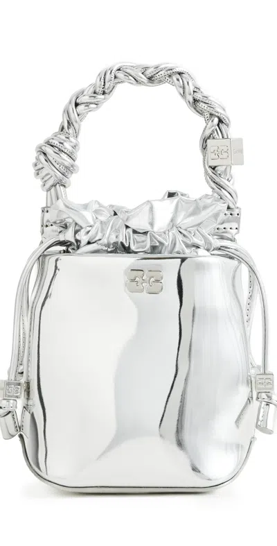 Ganni Mini Specchio Bou Bucket Bag Silver