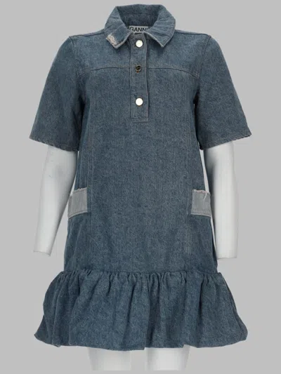 Ganni Mini Suit In Organic Cotton And Recycled Blend In Blue