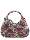 Ganni Mini Tapestry Rhinestone Hobo Bag In Multi
