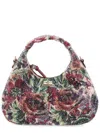 Ganni Mini Tapestry Rhinestone Hobo Bag In Multi