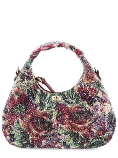 GANNI GANNI MINI TAPESTRY RHINESTONE HOBO BAG