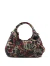 Ganni Mini Tapestry Strass Hobo Bag  In Multi
