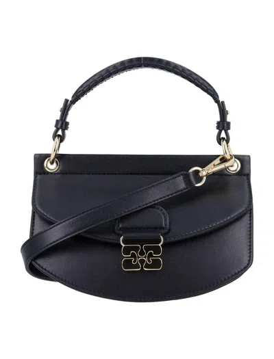 Ganni Mini Top Handle Apo-g Bag In Black