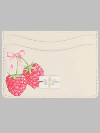 Ganni Mini Wallet Portacarte In Ivory