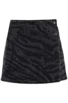 Ganni Tiger-print Denim Mini Wrap Skirt