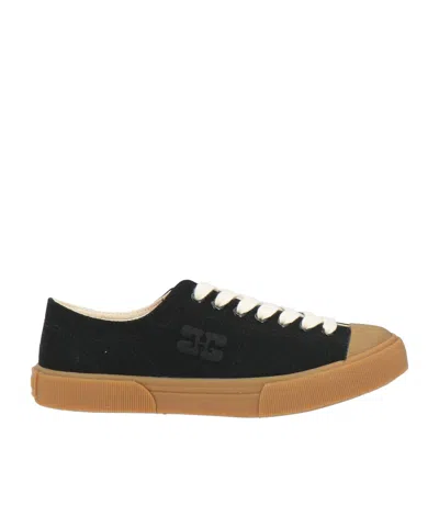 Ganni Minimalist Canvas Low-top Sneakers In Black