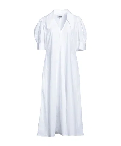 Ganni Minimalist Flared Skirt In White