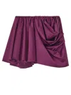 Ganni Miniskirt With Drape In Purple