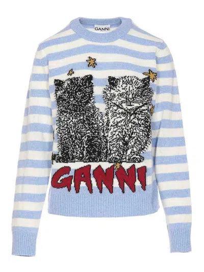 GANNI MIX CATS GRAPHIC SWEATER