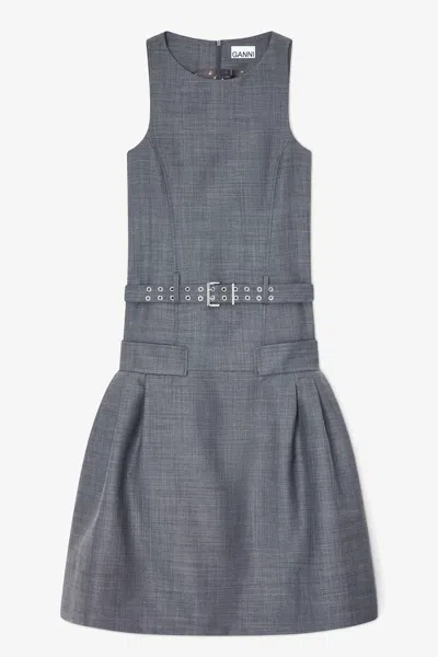 Ganni Mixed Dress In Gray