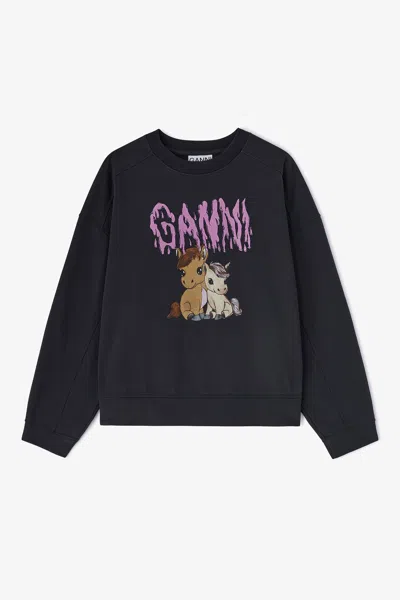 Ganni Mixed Grey Isoli Jersey Sweatshirt - Size Xl Organic Cotton In Multi