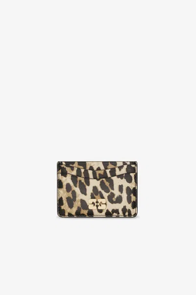 Ganni Mixed Leopard Printed Bou Card Holder In Multi