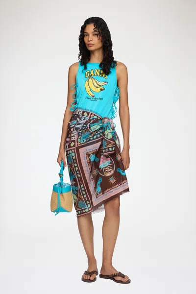 Ganni Mixed Pareu Scarf In Multi