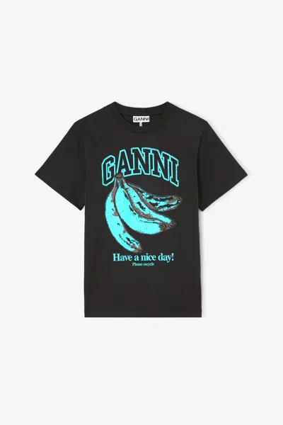 Ganni Banana Graphic T-shirt In Black