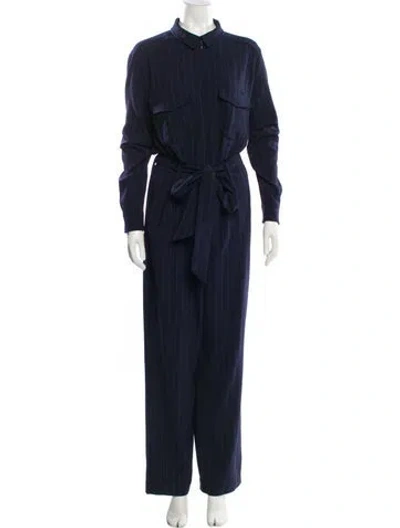 Pre-owned Ganni Mock Neck Jumpsuit In Blue