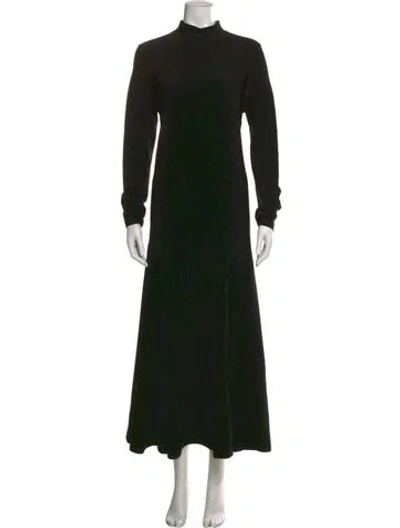 Pre-owned Ganni Mock Neck Long Dress W/ Tags In Black
