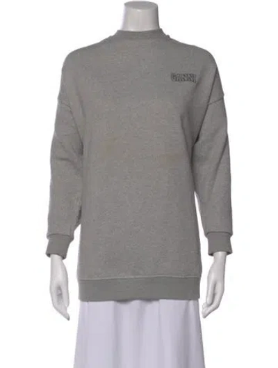 Pre-owned Ganni Mock Neck Long Sleeve Sweatshirt In Gray